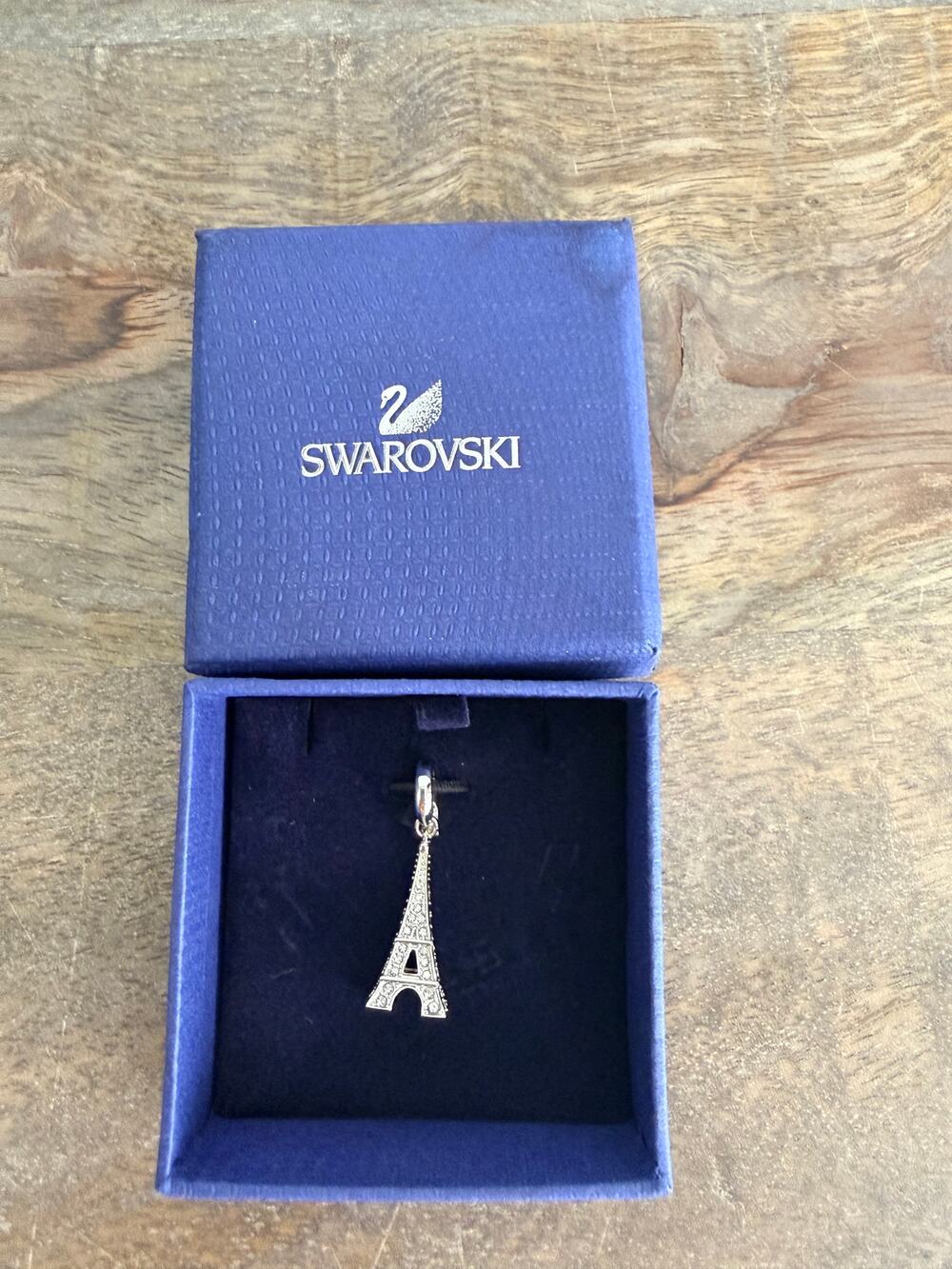 Swarovski Silver Paris France Eiffel Tower Charm with Original Box